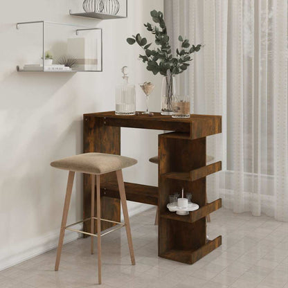 vidaXL Bar Table with Storage Rack Smoked Oak 100x50x101.5cm