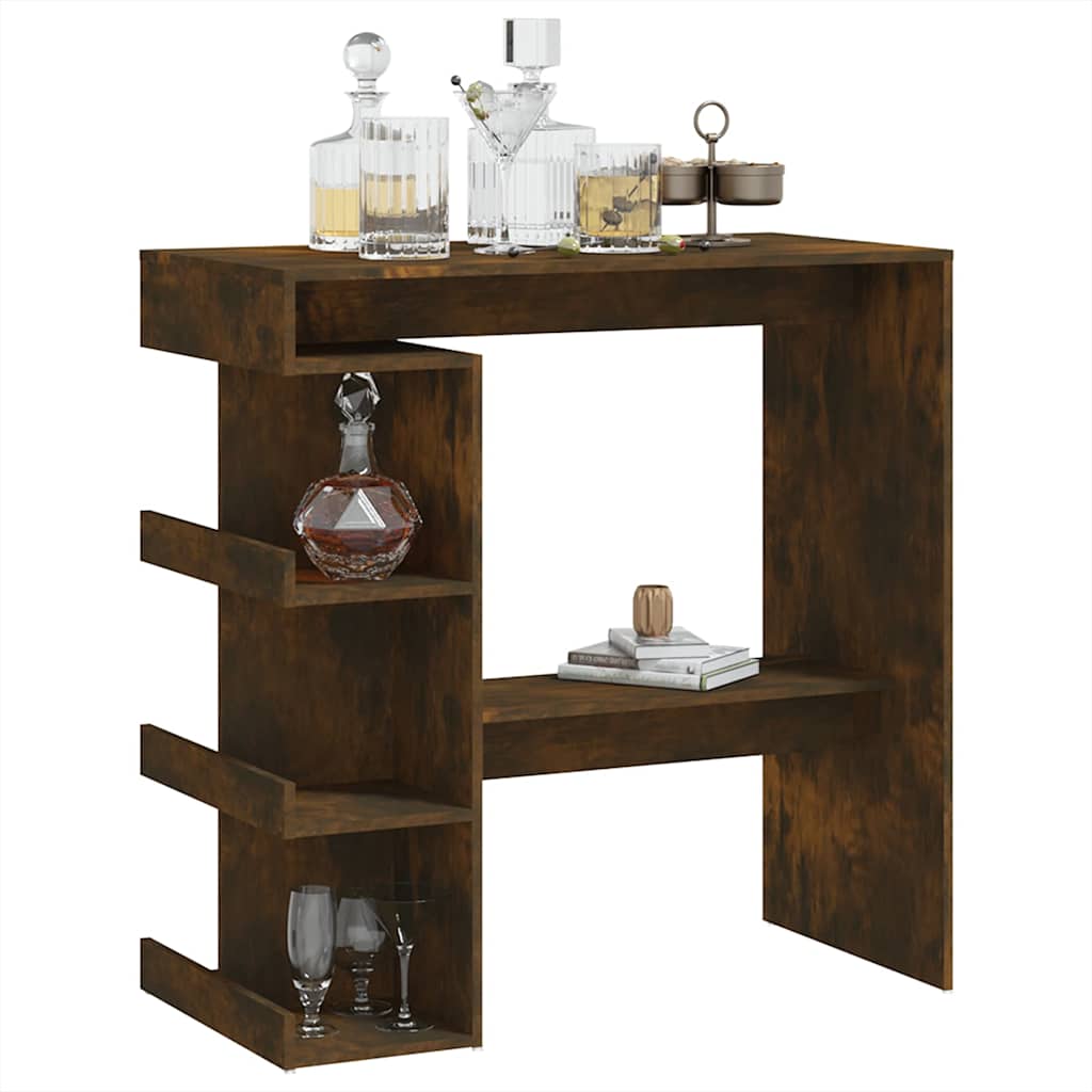 vidaXL Bar Table with Storage Rack Smoked Oak 100x50x101.5cm
