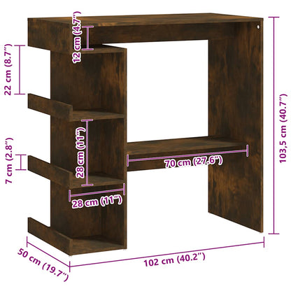 vidaXL Bar Table with Storage Rack Smoked Oak 100x50x101.5cm Engineered Wood