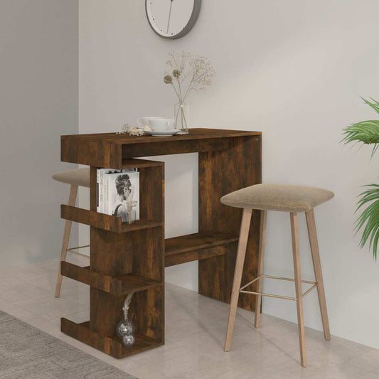 vidaXL Bar Table with Storage Rack Smoked Oak 100x50x101.5cm