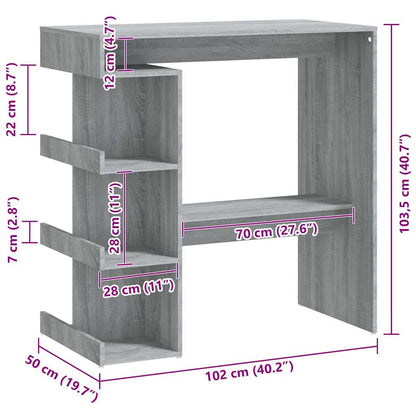 vidaXL Bar Table with Storage Rack Grey Sonoma 100x50x101.5 cm