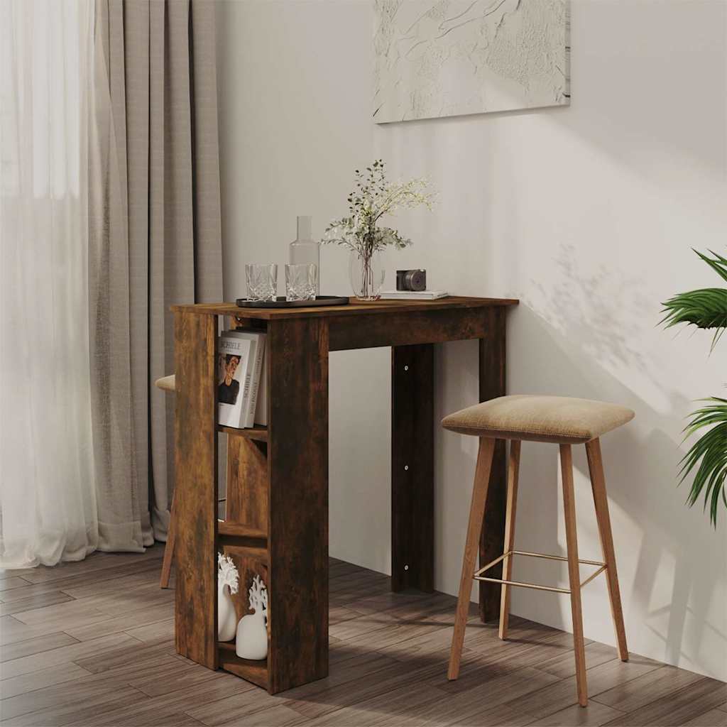 vidaXL Bar Table with Shelf Smoked Oak 102x50x103,5 cm Engineered Wood