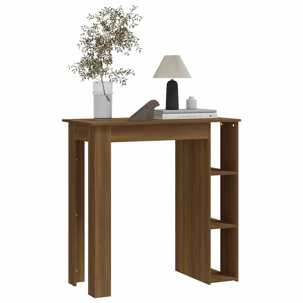 vidaXL Bar Table with Shelf Brown Oak 102x50x103,5 cm Engineered Wood