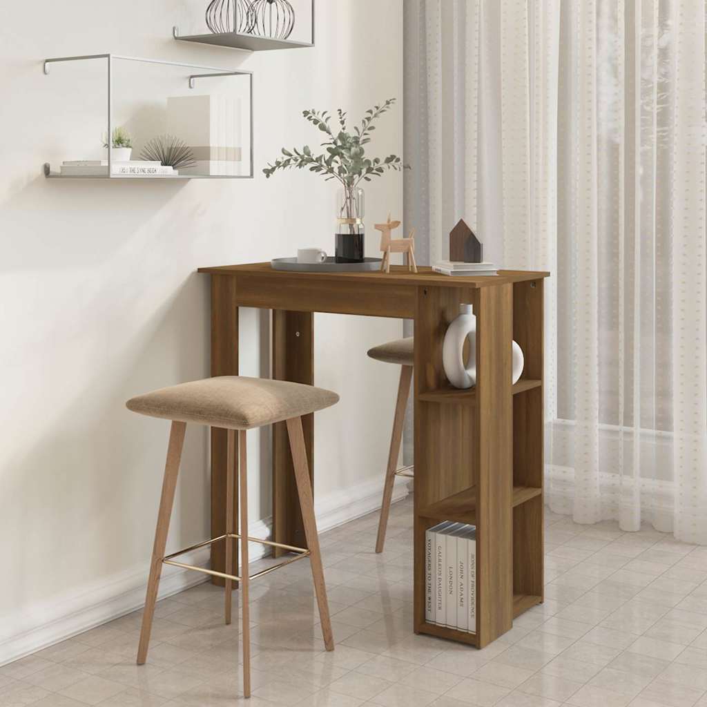 vidaXL Bar Table with Shelf Brown Oak 102x50x103,5 cm Engineered Wood