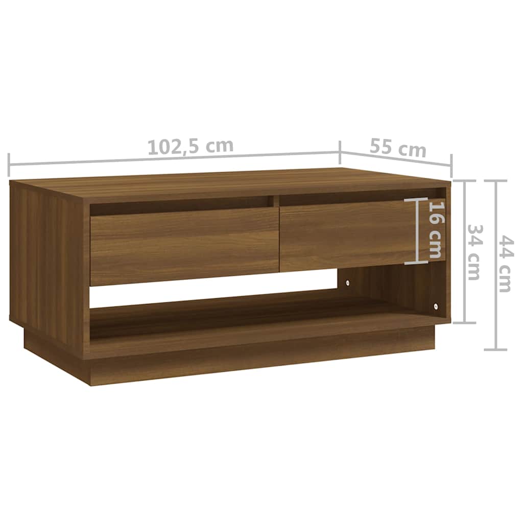 vidaXL Coffee Table Brown Oak 102,5x55x44 cm Engineered Wood