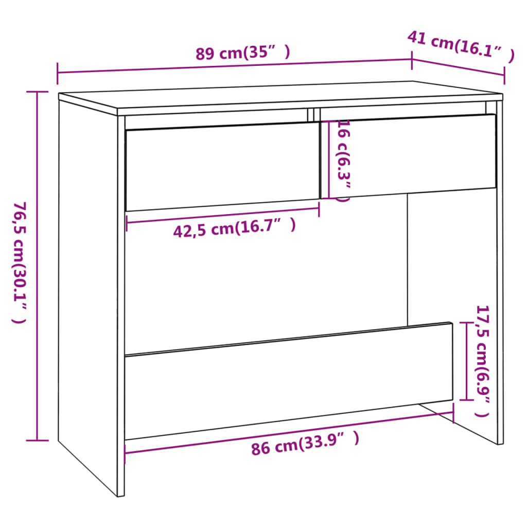 vidaXL Console Table Smoked Oak 89x41x76.5 cm Engineered Wood