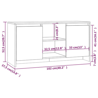 vidaXL TV Cabinet Grey Sonoma 102x37.5x52.5 cm Engineered Wood