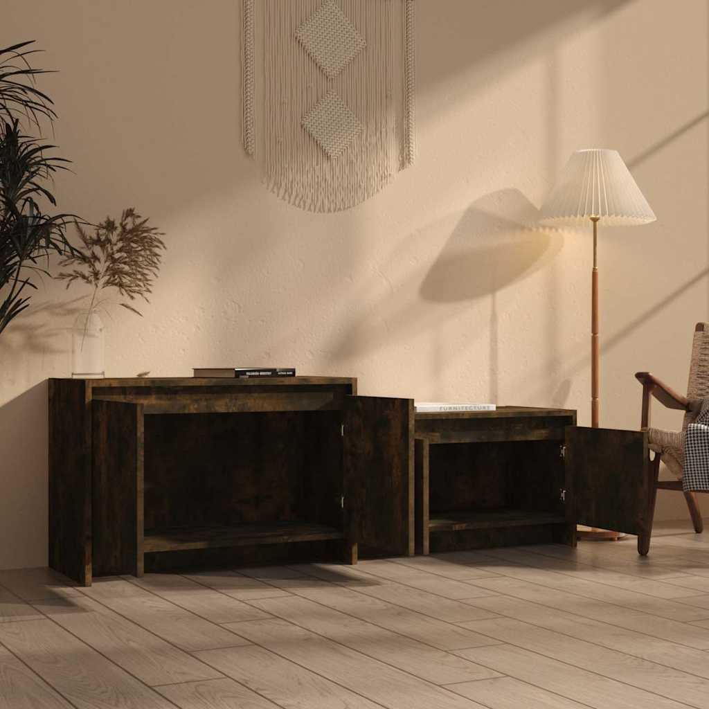 vidaXL TV Cabinet Smoked Oak 146,5x35x50 cm Engineered Wood