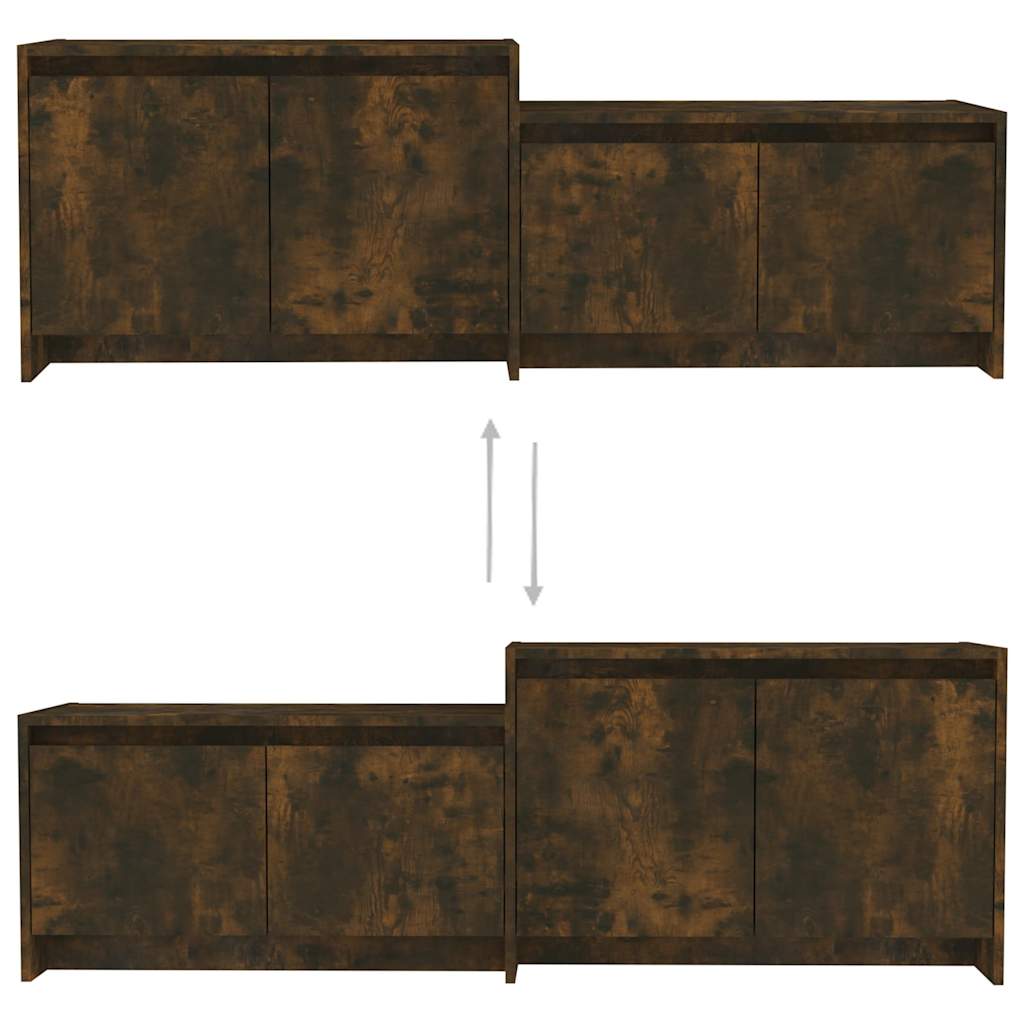 vidaXL TV Cabinet Smoked Oak 146,5x35x50 cm Engineered Wood