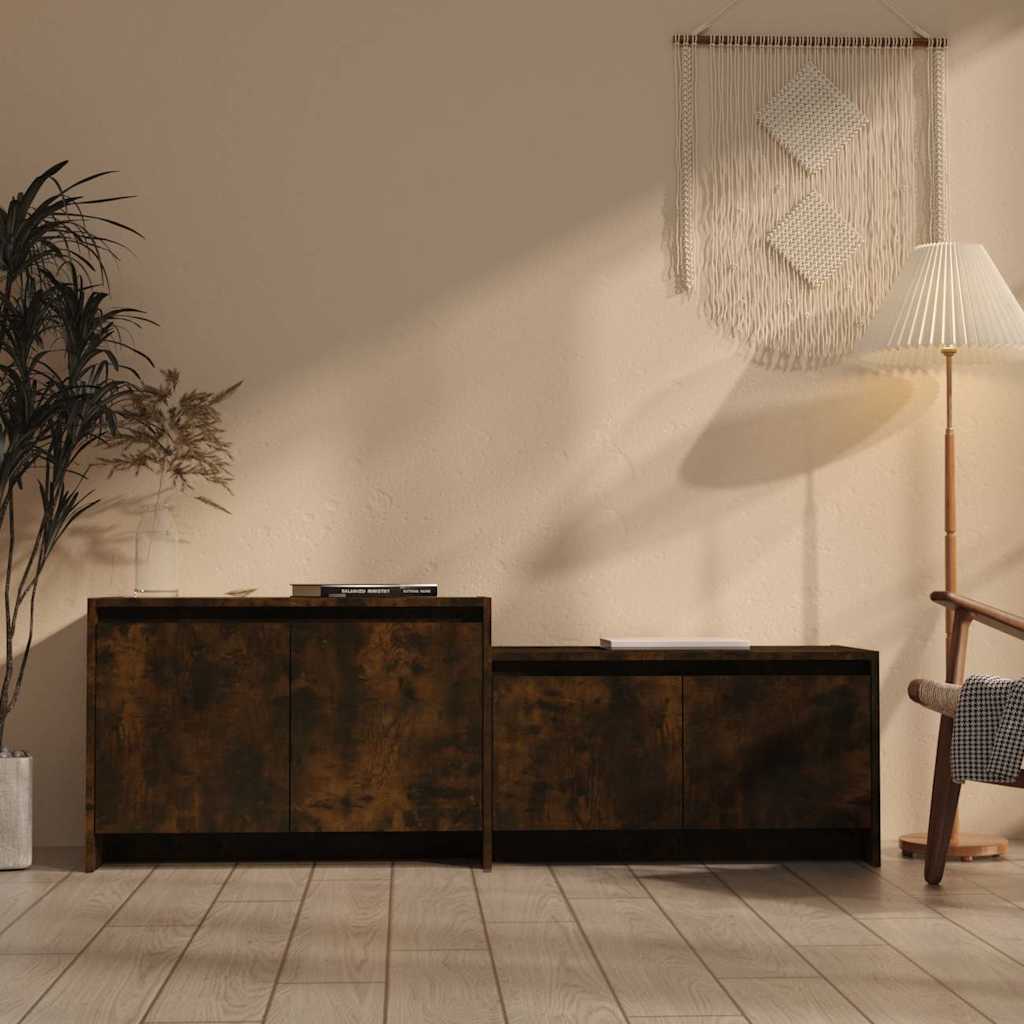 vidaXL TV Cabinet Smoked Oak 146,5x35x50 cm Engineered Wood