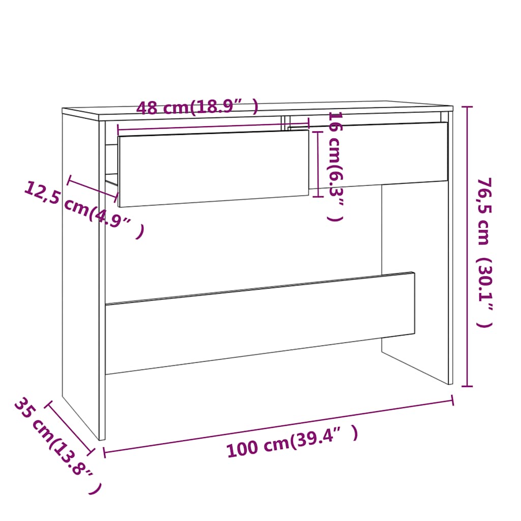 vidaXL Console Table Smoked Oak 100x35x76,5 cm Engineered Wood