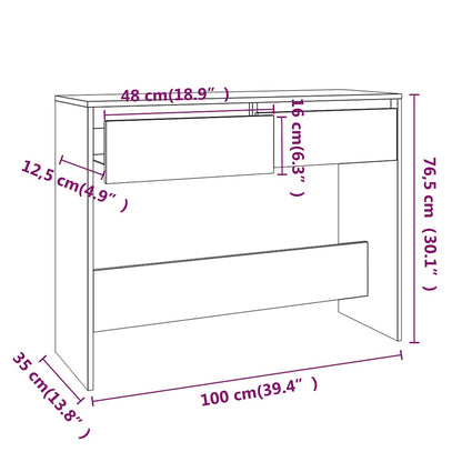 vidaXL Console Table Smoked Oak 100x35x76,5 cm Engineered Wood