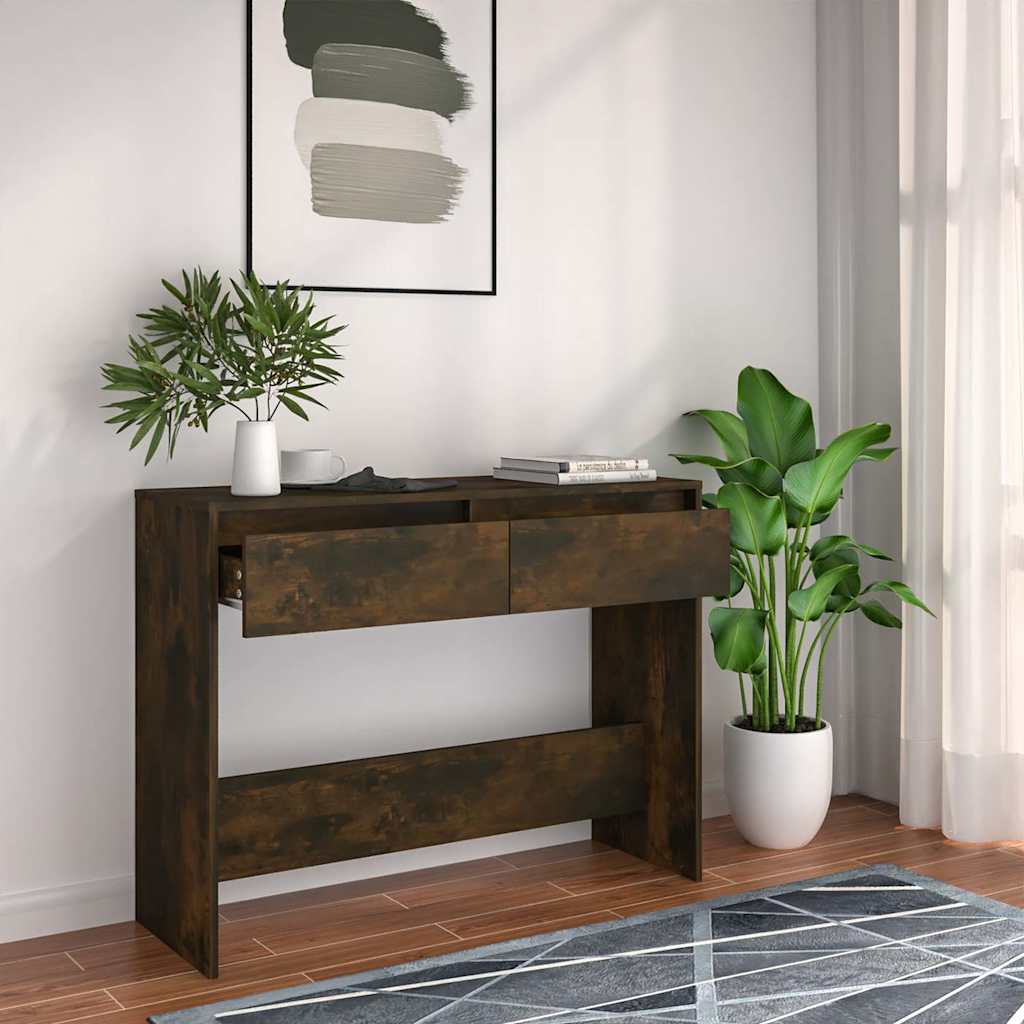 vidaXL Console Table Smoked Oak 100x35x76,5 cm Engineered Wood