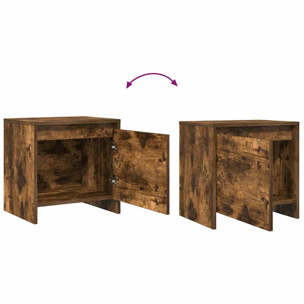 vidaXL Bedside Cabinet Smoked Oak 45x34x44.5 cm Engineered Wood