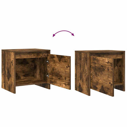 vidaXL Bedside Cabinet Smoked Oak 45x34x44.5 cm Engineered Wood
