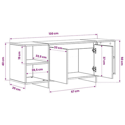 vidaXL TV Cabinet Smoked Oak 130x35x50 cm Engineered Wood