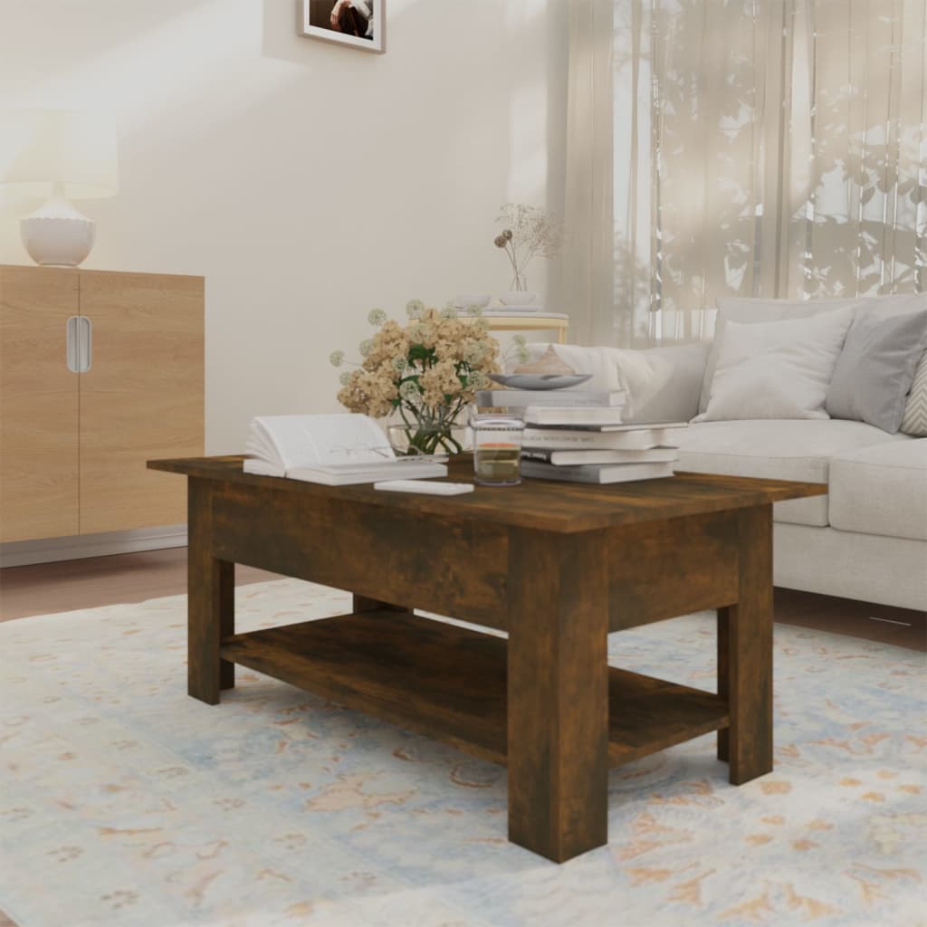 vidaXL Coffee Table Smoked Oak 102x55x42 cm Engineered Wood