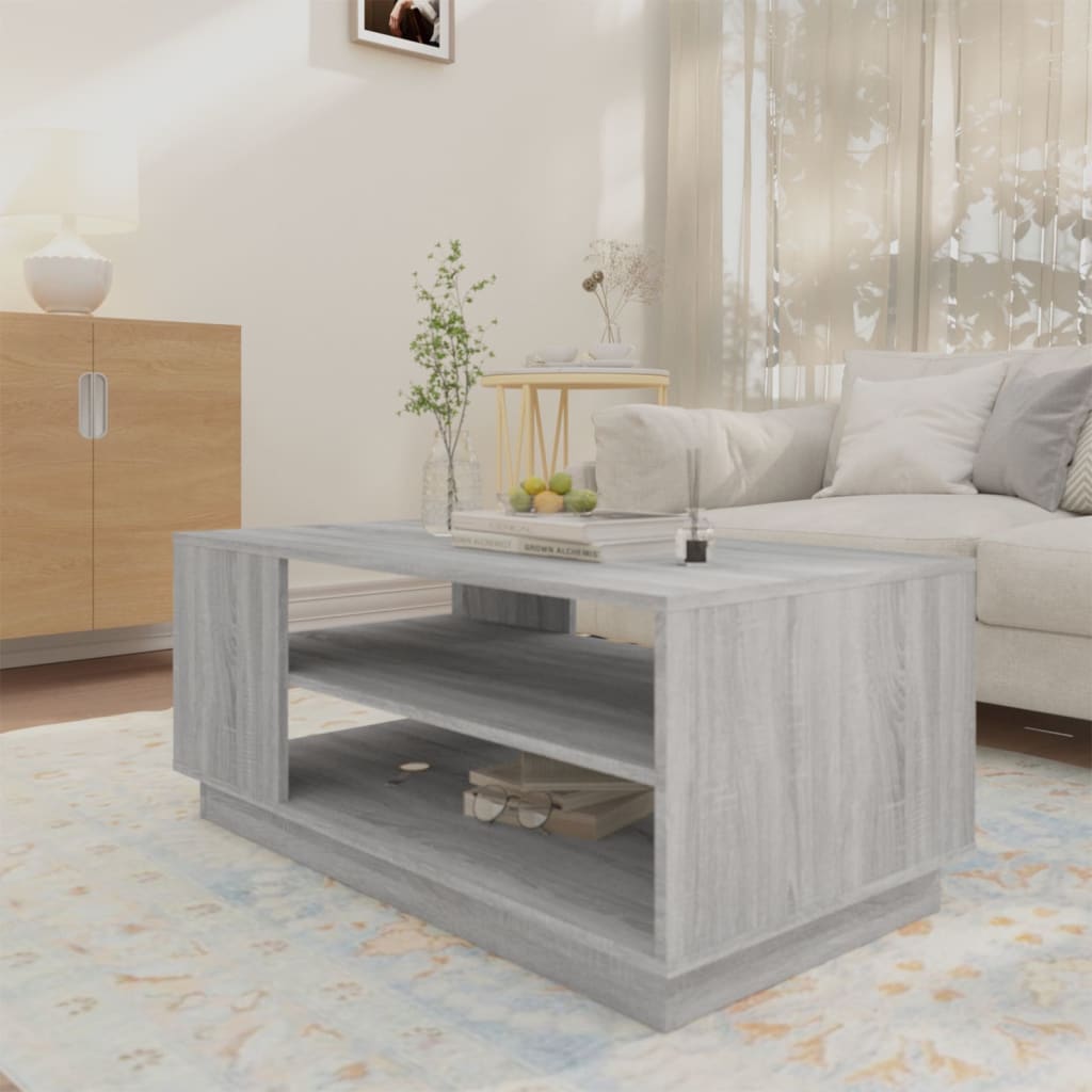 vidaXL Coffee Table Grey Sonoma 102x55x43 cm Engineered Wood
