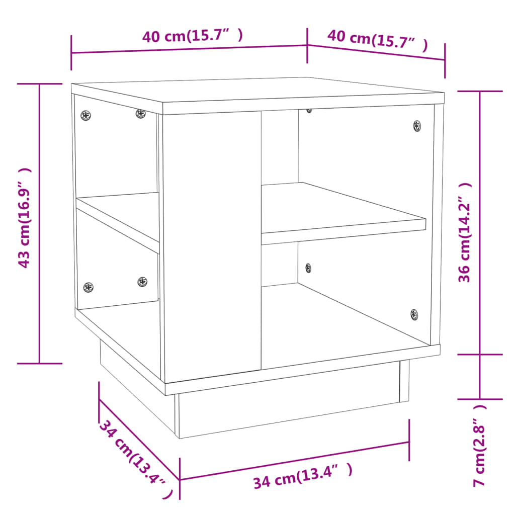 vidaXL Coffee Table Smoked Oak 40x40x43 cm Engineered Wood