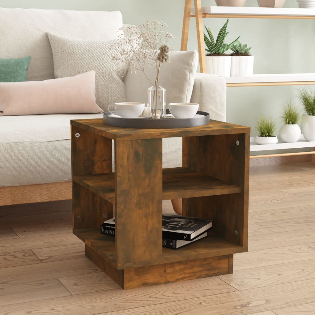 vidaXL Coffee Table Smoked Oak 40x40x43 cm Engineered Wood