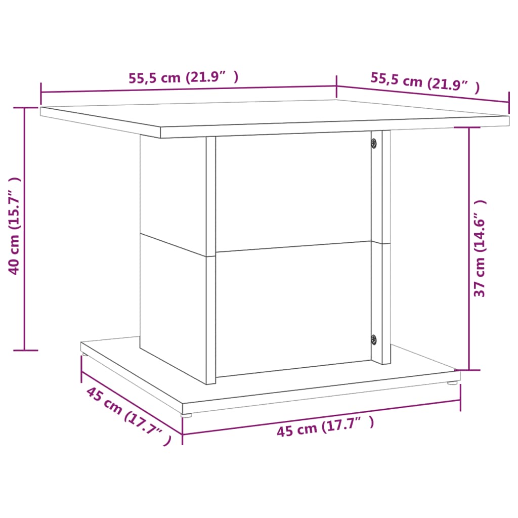 vidaXL Coffee Table Smoked Oak 55,5x55,5x40 cm Engineered Wood