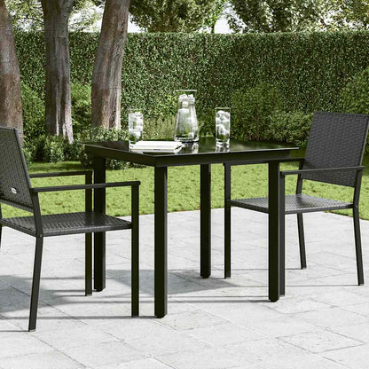 vidaXL Garden Dining Table Black 80x80x74 cm Steel and Glass