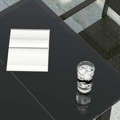 vidaXL Garden Dining Table Black 80x80x74 cm Steel and Glass