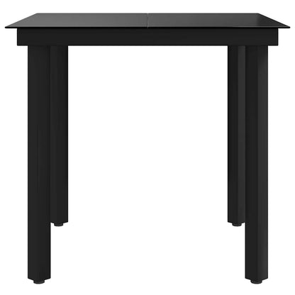 vidaXL Garden Dining Table Black 80x80x74 cm Steel and Glass