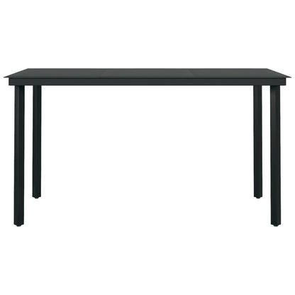 vidaXL Garden Dining Table Black 140x70x74 cm Steel and Glass