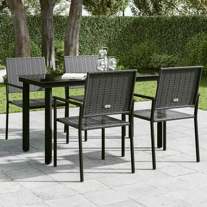 vidaXL Garden Dining Table Black 140x70x74 cm Steel and Glass