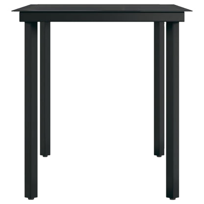 vidaXL Garden Dining Table Black 140x70x74 cm Steel and Glass