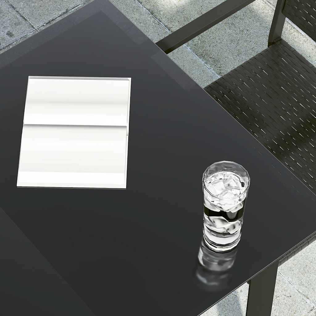 vidaXL Garden Dining Table Black 140x70x74 cm Steel and Glass