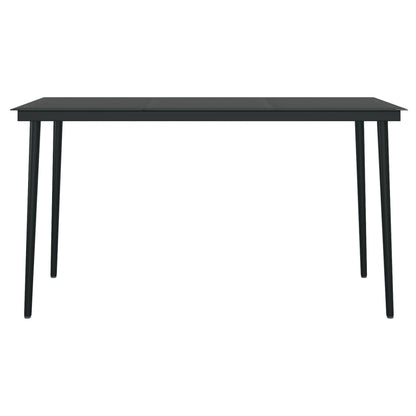 vidaXL Garden Dining Table Black 140x70x74 cm Steel and Glass