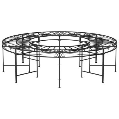 vidaXL Tree Bench | Black | Steel | Large | Durable | Tree Bench | Round
