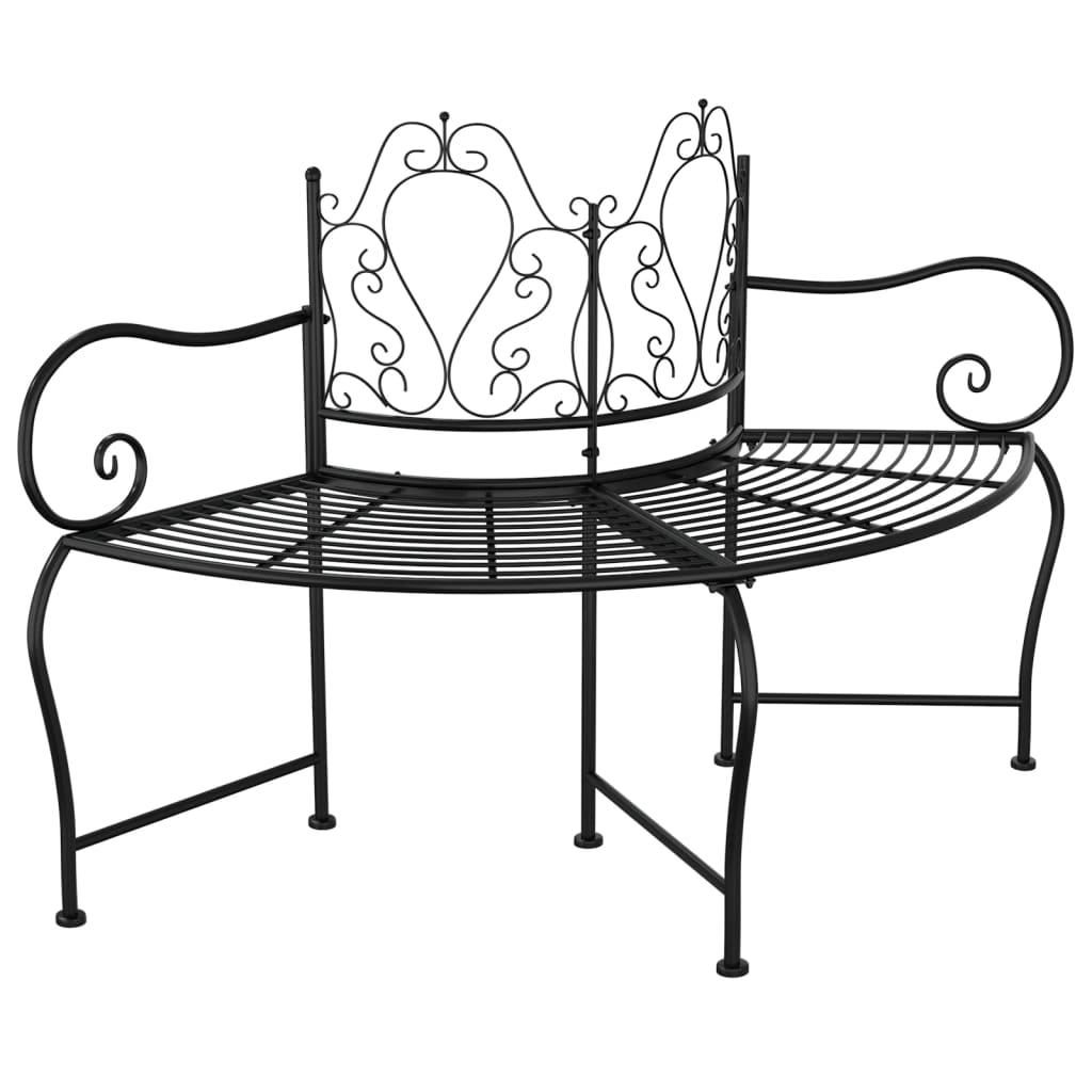 vidaXL Tree Bench | Black | Steel | 150 cm diameter | Durable | Tree Bench