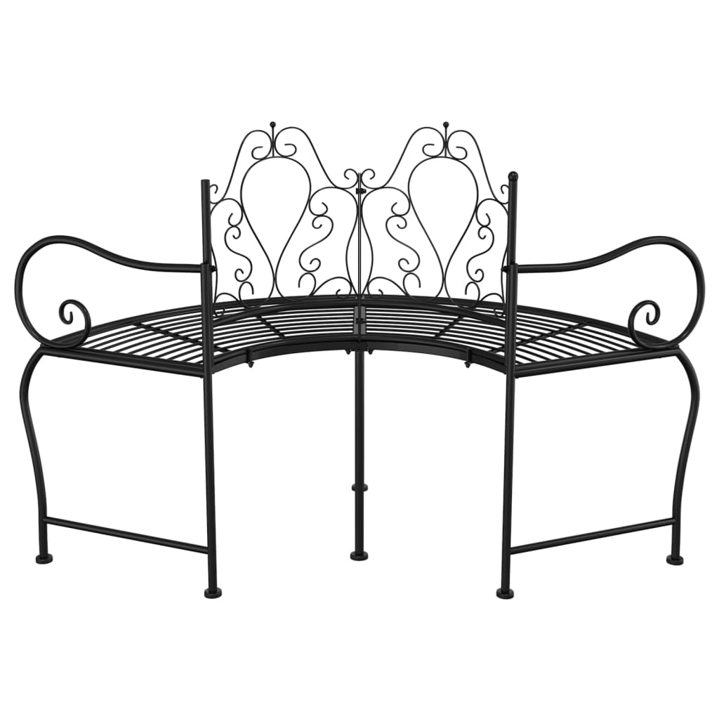 vidaXL Tree Bench | Black | Steel | 150 cm diameter | Durable | Tree Bench