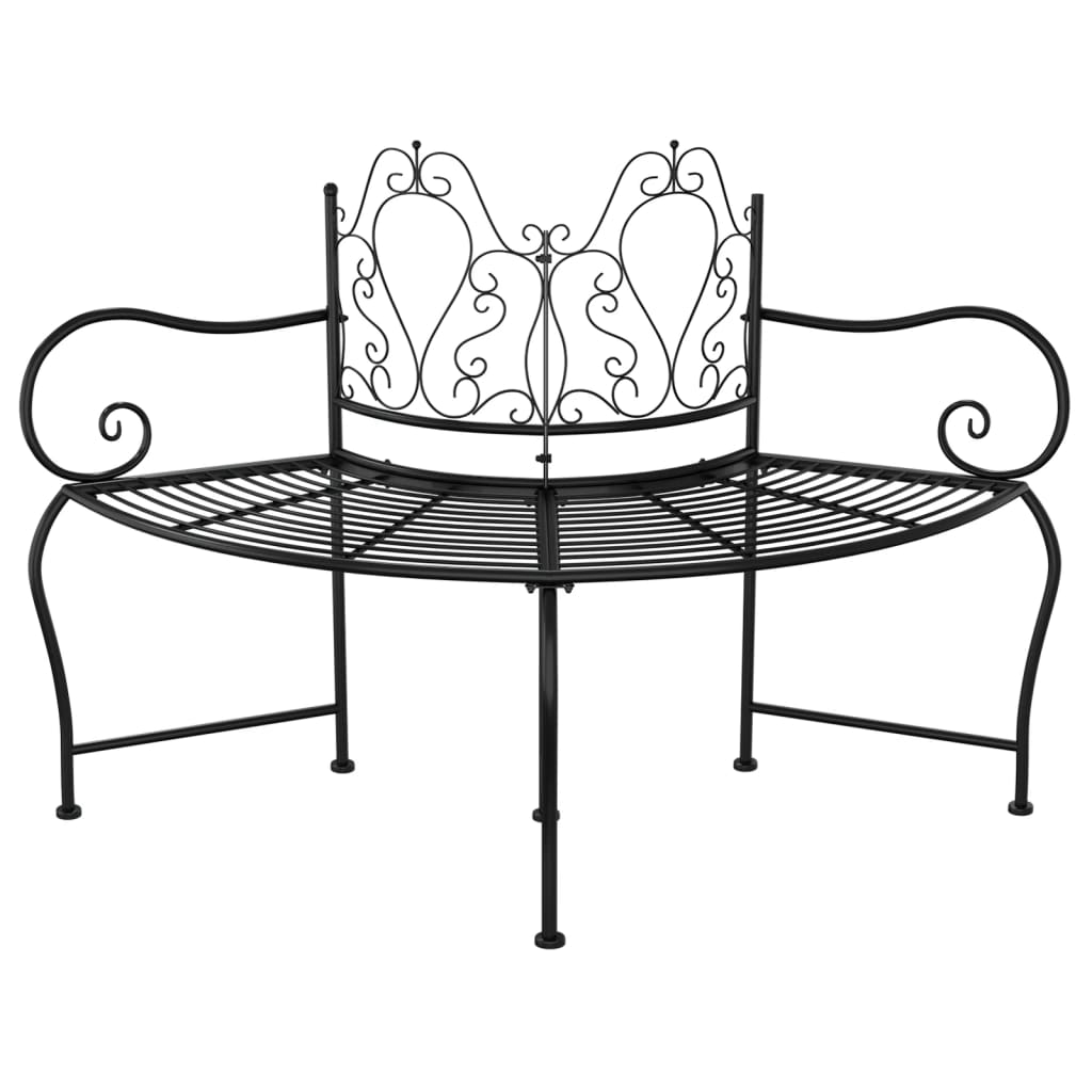 vidaXL Tree Bench | Black | Steel | 150 cm diameter | Durable | Tree Bench