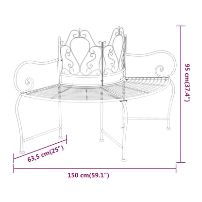 vidaXL Tree Bench | Black | Steel | 150 cm diameter | Durable | Tree Bench