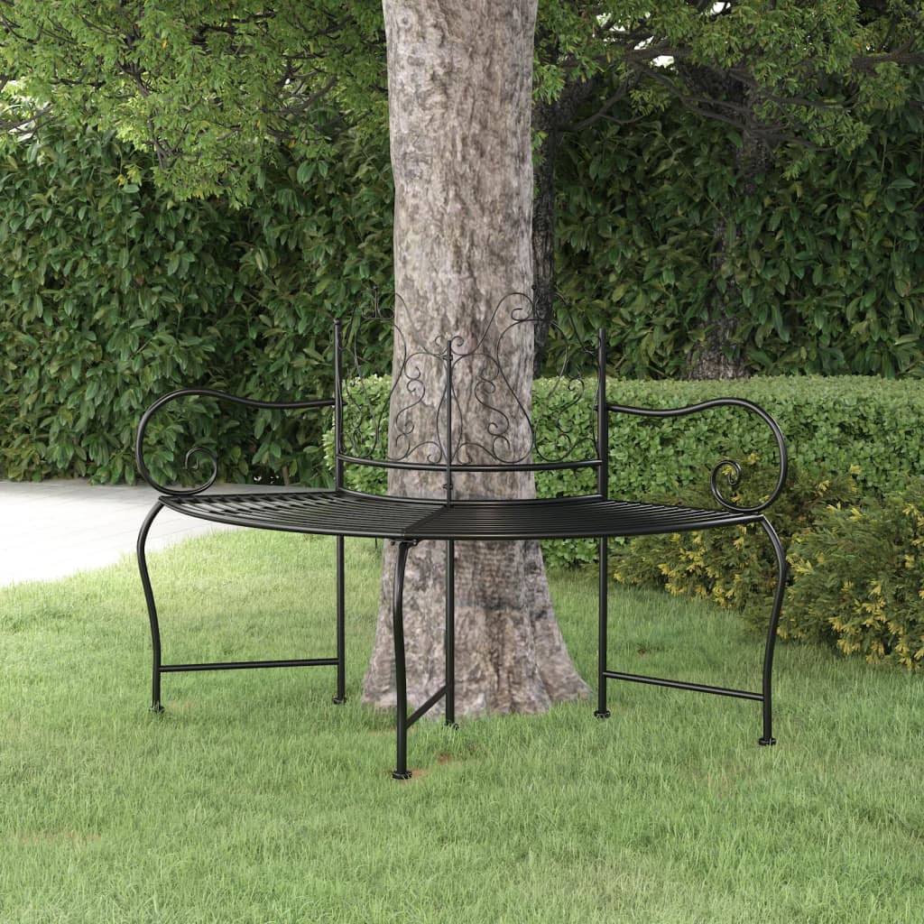 vidaXL Tree Bench | Black | Steel | 150 cm diameter | Durable | Tree Bench