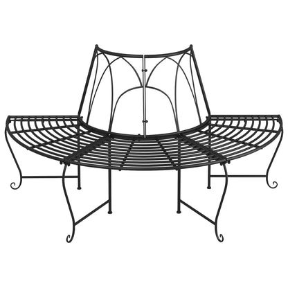 vidaXL Tree Bench | Black | Steel | Medium | Durable | Half Round Tree Bench