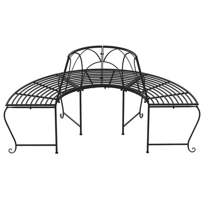 vidaXL Tree Bench | Black | Steel | Medium | Durable | Half Round Tree Bench