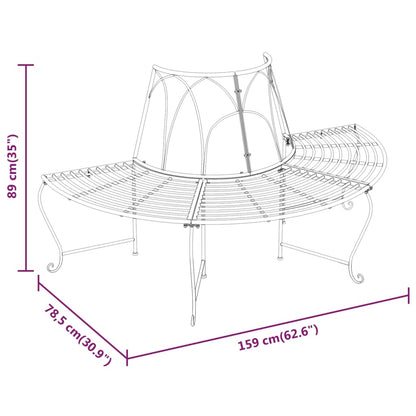 vidaXL Tree Bench | Black | Steel | Medium | Durable | Half Round Tree Bench