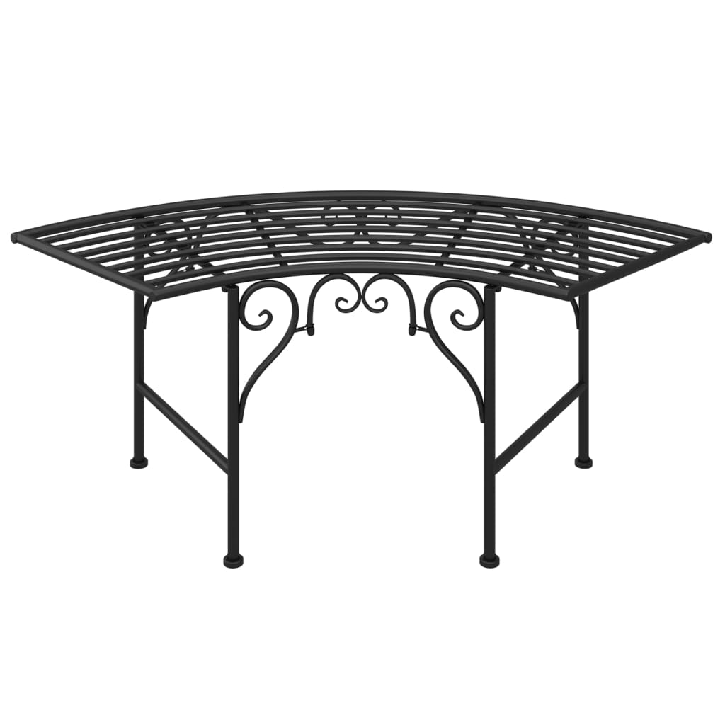 vidaXL Tree Bench | Black | Steel | Medium | Durable | Circular Tree Bench