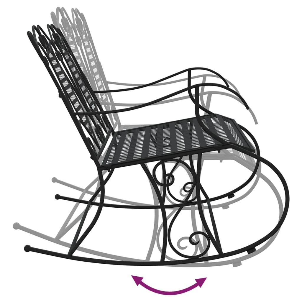 vidaXL Rocking Bench | Black | Steel | Standard | Rocking Bench | Rectangular