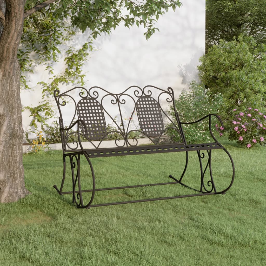 vidaXL Rocking Bench | Black | Steel | Standard | Rocking Bench | Rectangular