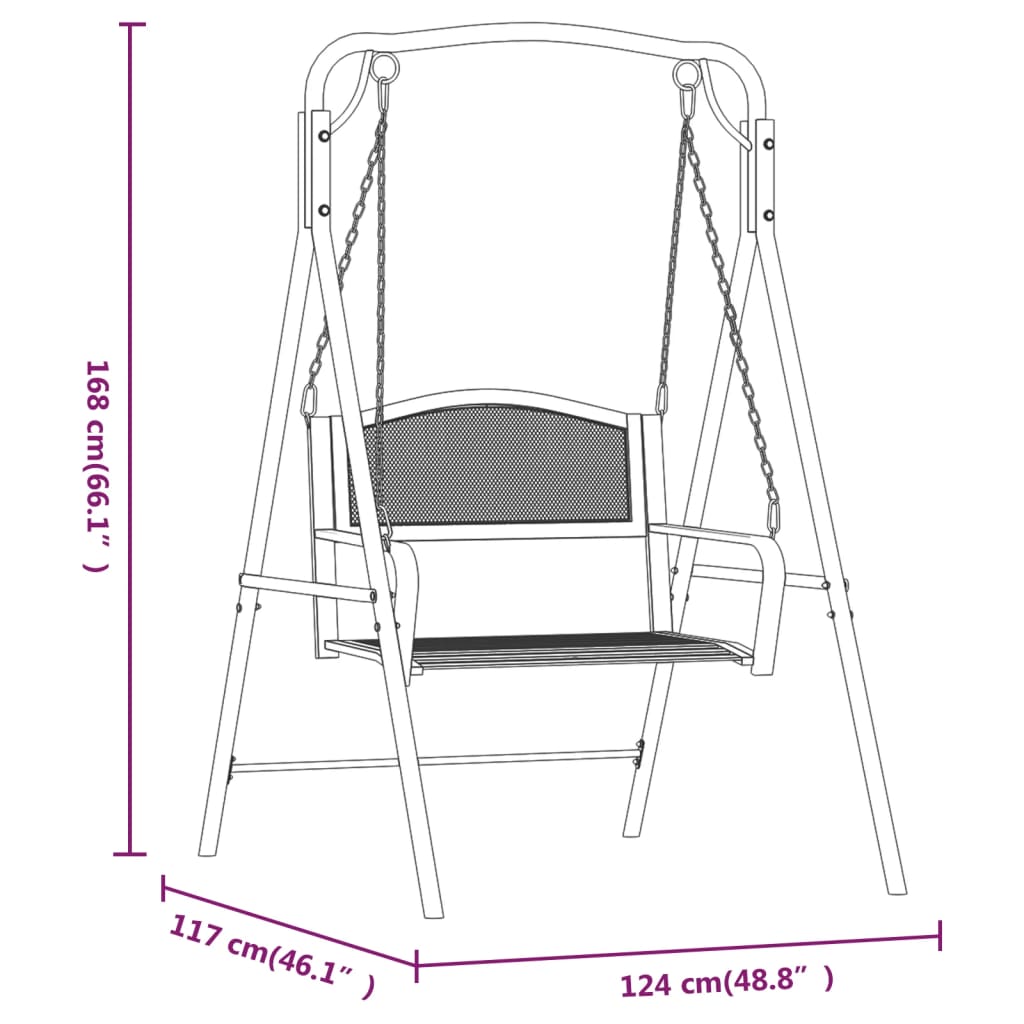 vidaXL Swing Bench | Black | Steel | Medium | Durable | Swing Bench