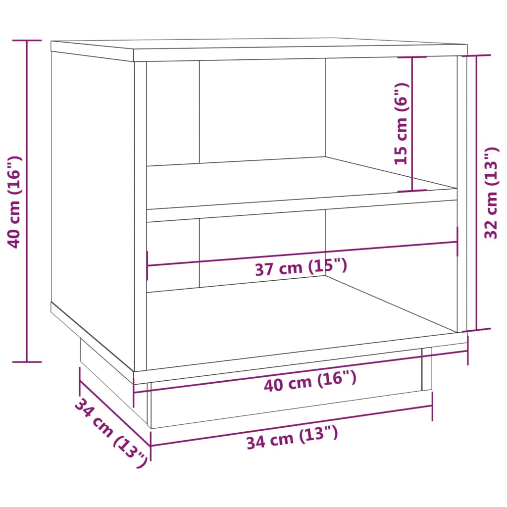 vidaXL Bedside Cabinet White 40x34x40 cm Solid Wood Pine