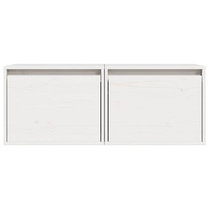 vidaXL Wall Cabinets 2 pcs White 45x30x35 cm Solid Pinewood