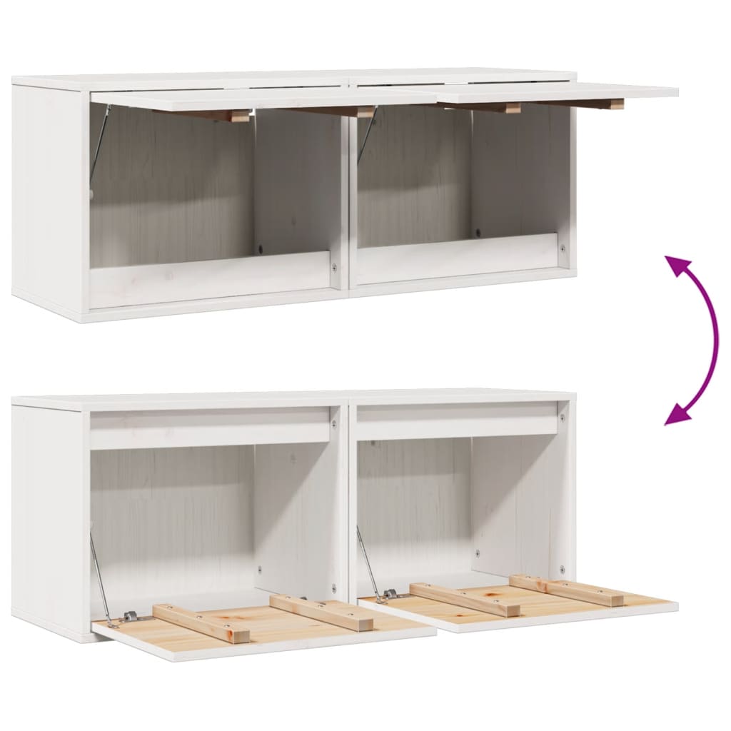 vidaXL Wall Cabinets 2 pcs White 45x30x35 cm Solid Pinewood