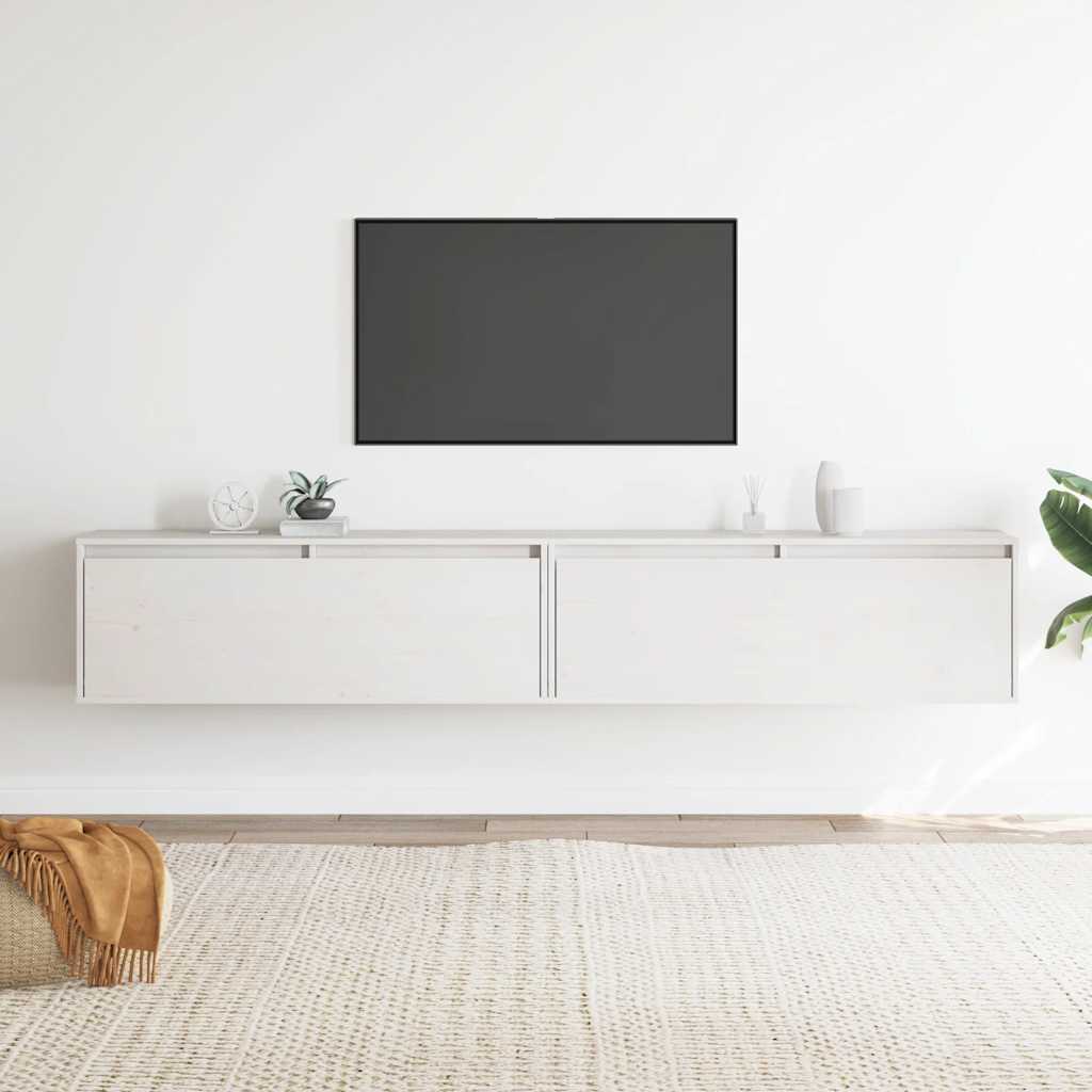 vidaXL Wall Cabinets 2 pcs White 100x30x35 cm Solid Wood Pine